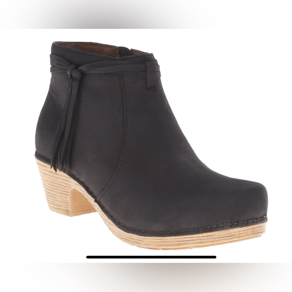 Dansko Black Ankle Boots with Tan Sole
